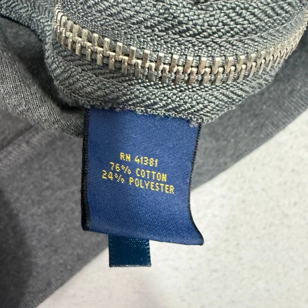 Polo Ralph Lauren Sweatshirt Mens S Gray Side Zip Crewneck Pullover V-Stitch